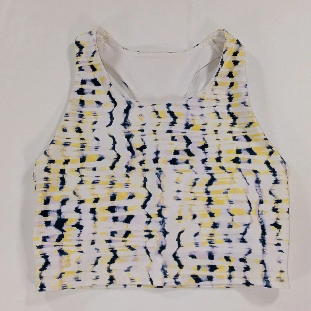 GapFit Blackout Tech Crop Top Sports Bra Racer Back Sz XS Multi color